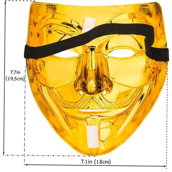 Guy Fawkes Mask Adult White V for Vendetta Anonymous Halloween Hacker Costume - Picture 7 of 7